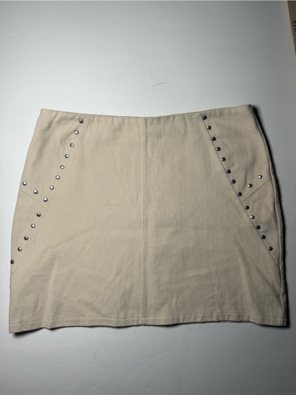 She + Sky Studded Mini Skirt Large Cream Western Rocker Y2K